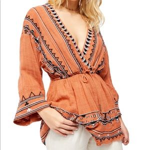 Free People Saffron Embroidered Tunic